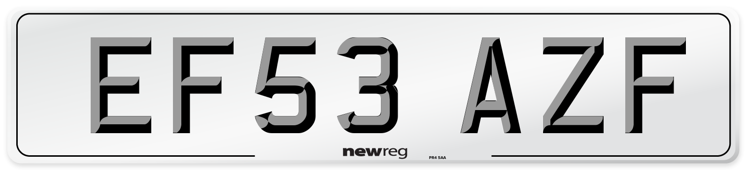 EF53 AZF Number Plate from New Reg